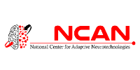 A design element of a brain and NCAN logo in text