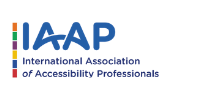 International Association of Accessibility Professionals: IAAP logo in text with a colorful design element on the left.